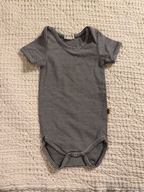 Striped Navy & White One-Piece Bodysuit by (no brand)